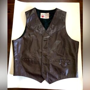 Sears The Leather Shop Vest - Men’s Vintage Chocolate Brown, Leather Vest. Sz 44